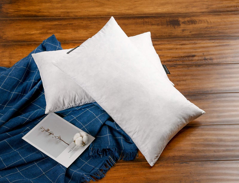 JA COMFORTS 12Ã—20 Premium Goose Down Feather Throw Pillow Inserts(Set of 2)-5% Down Filling,High Filling Weight,250 TC Cotton Cover, Square, White - Image 3